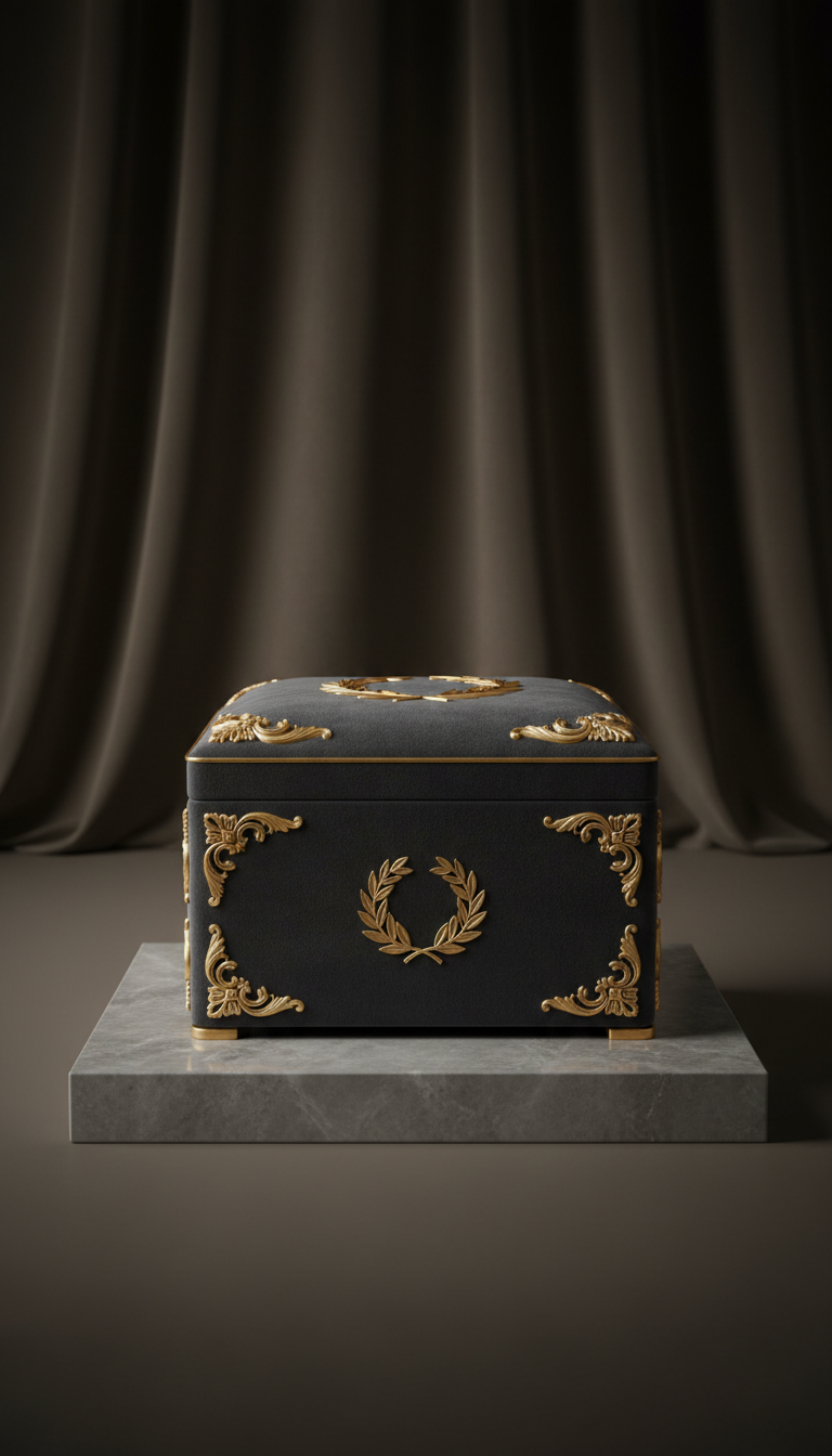 Velvet Jewelry Box With Gold Inlay