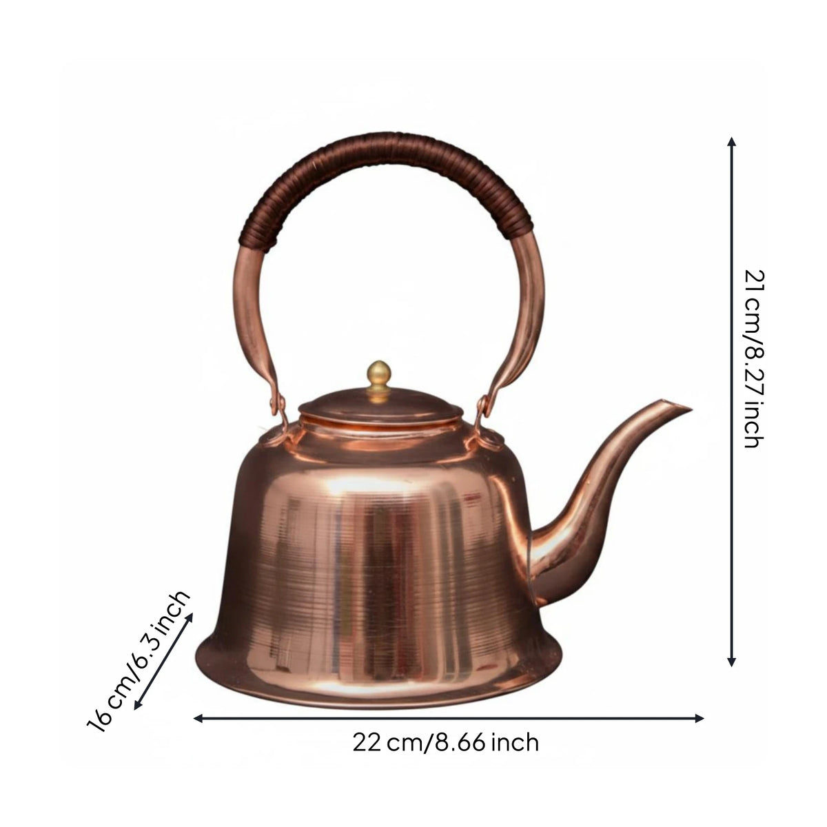 1L Solid Copper Tea Kettle Rust-Resistant Copper Tea Kettle Kitchenware Large Capacity Kitchen Item Non-Leak Spout for Stovetop