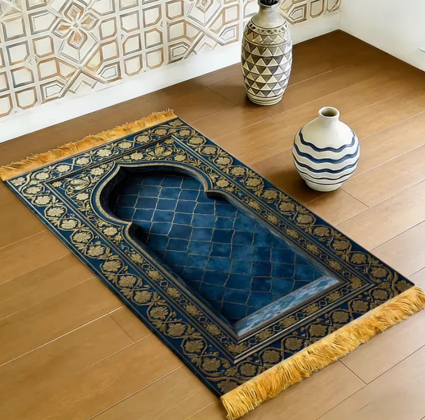 2D Flat Prayer Mat Night Sky and Mosque Rug Lightweight Travel Foldable Portable Ramadan Eid Mubarak Prayer Mat, 2D Flat