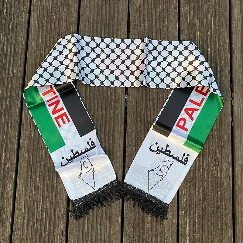 xvggdg 14*130cm Palestine flag Custom Scarf palestine national day Scarf Printing Satin Palestinian Scarf