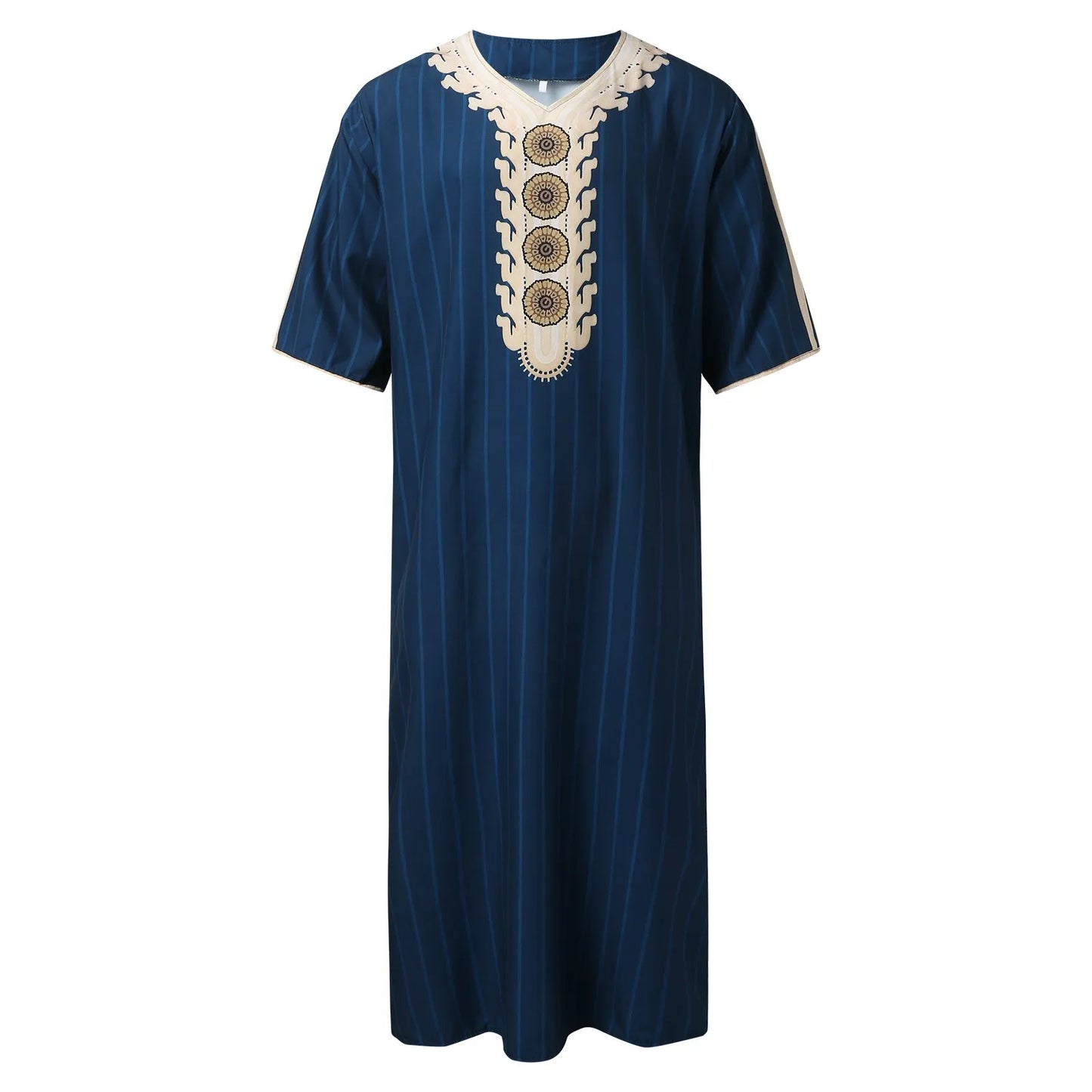 Men's Luxury Graphics Muslim Robes Arab National Loose Casual V-Neck Mid-sleeved Retro Ethnics Jumpsuit Summer M-4XL 2025 New