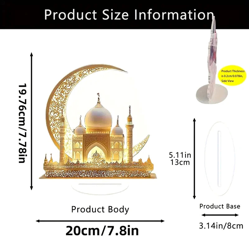 Ramadan Festival 2D Acrylic Moon Castle Craft Ornament 2025 Eid Al-fitr Mubarak Decoration Islamic Muslim Home Party Table Gifts