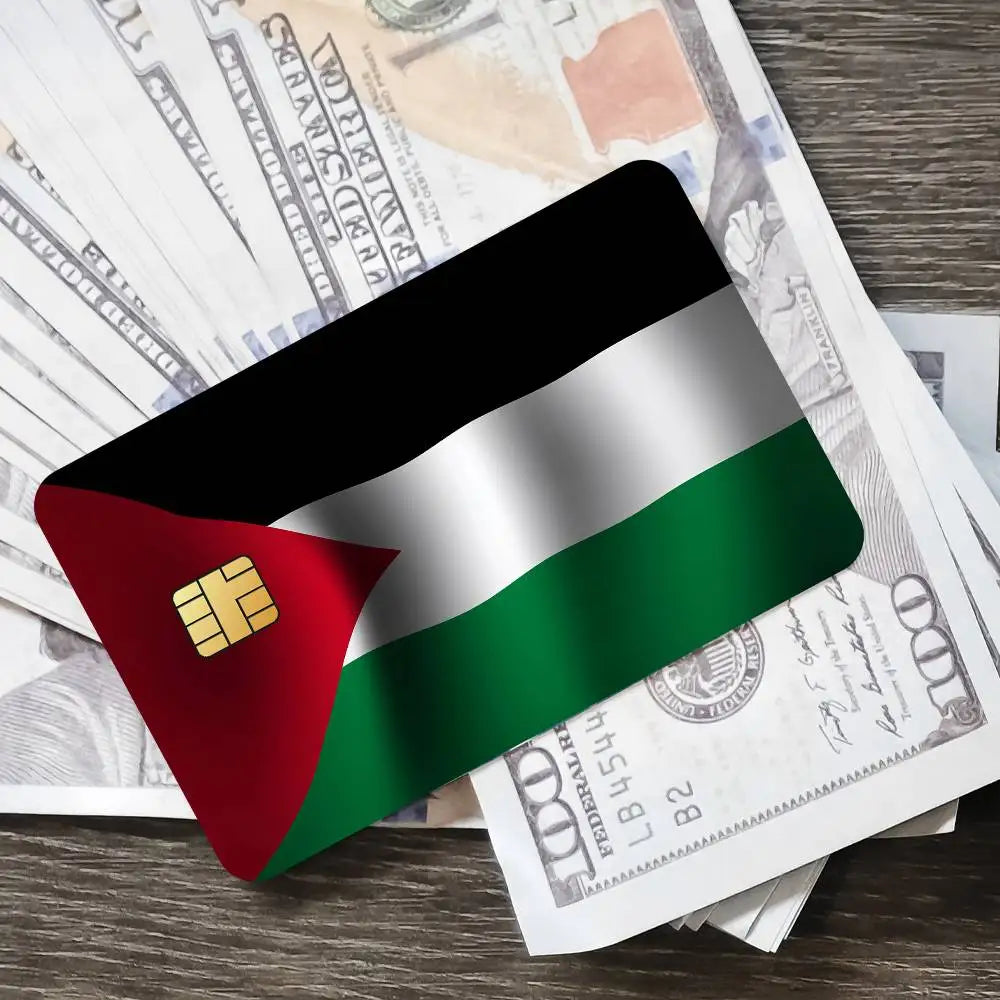 Palestine Flag Card Stickers Waterproof Film skin Cover 4PCS Credit Card stickers Debit Front Decoration Bank Subway Pass