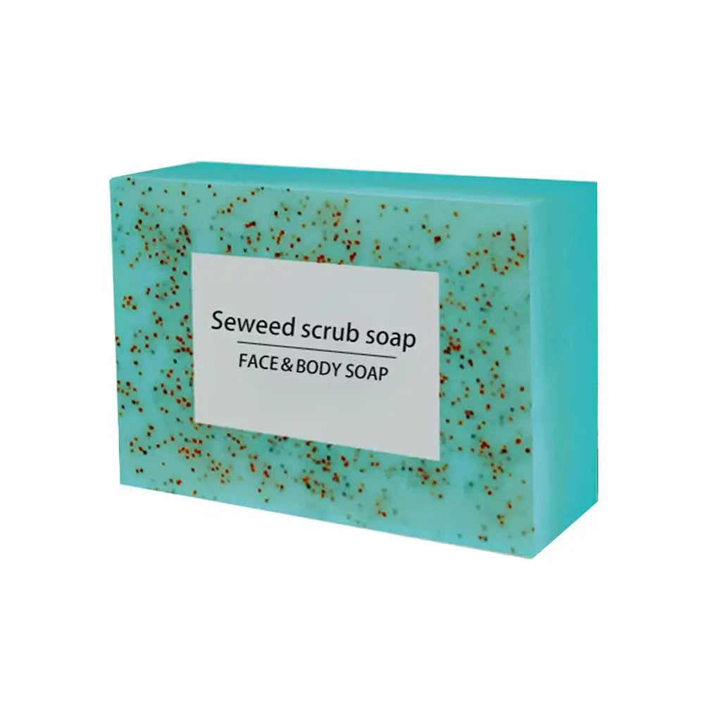 1/2PCS 100G Seaweed scrub particle soap is rich in vitamin E. It contains olive oil, which gently cleanses the face, moisturizes