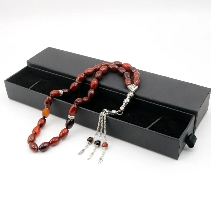 Islamic Tasbih Agate Creative Bracelet 33 Beads Dream Natural Stone Muslim Accessories Tasbeeh Tassel Men's Jewelry Misbaha Gift