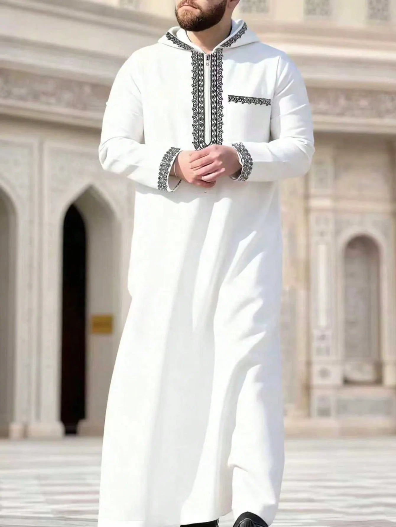 Men Robe Jubba Thobe Eid Muslim Abaya Hooded Dishdasha Islamic Embroidery Dubai Abayas Ramadan Morocco Male Prayer Kaftan 2026