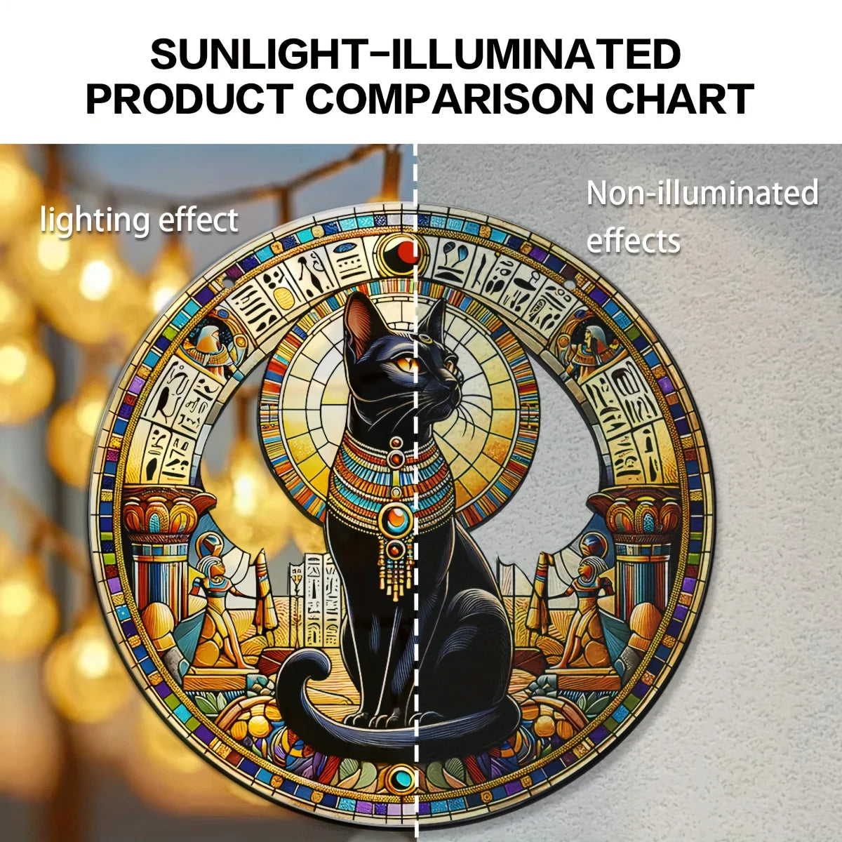 Egyptian Bastet Cat Goddess Acrylic Suncatcher-Animal Theme Indoor Wall Hanging for Living Room,Festive Party Decor,Gift