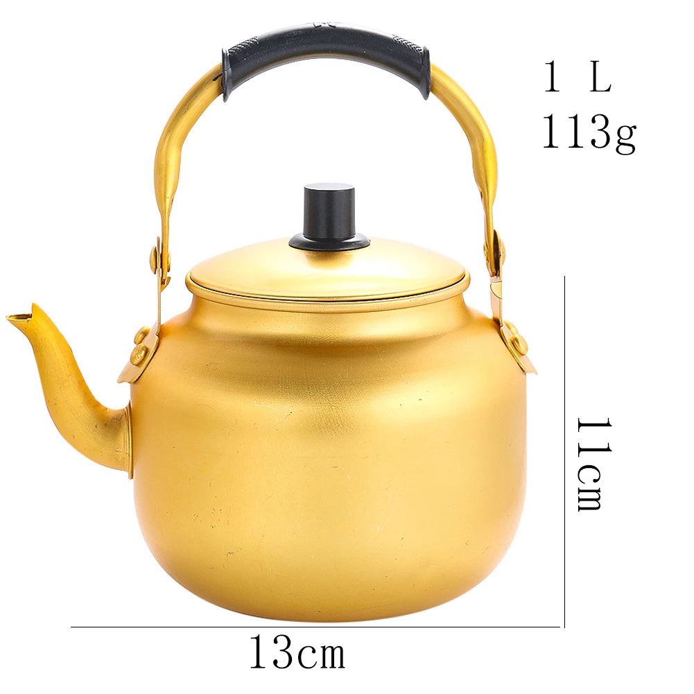 Gold Aluminum Kettle for Kitchen Outdoor Portable Teapot Coffee Pot Large Capacity Kitchen Camping Cookware Cooking Supplies 0
