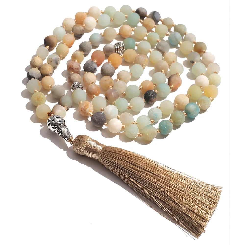 Tasbih Prayer 99 Prayer Beads Islamic Rosary 8mm Amazonite Knotted Necklace Bracelet Muslim Jewelry