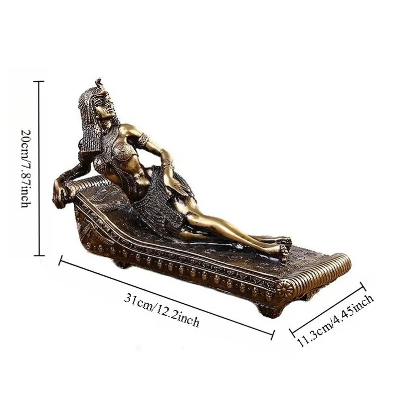 Cleopatra Retro Bronze Statue – Egyptian Pharaoh Sculpture for Shelf & Desk Decor