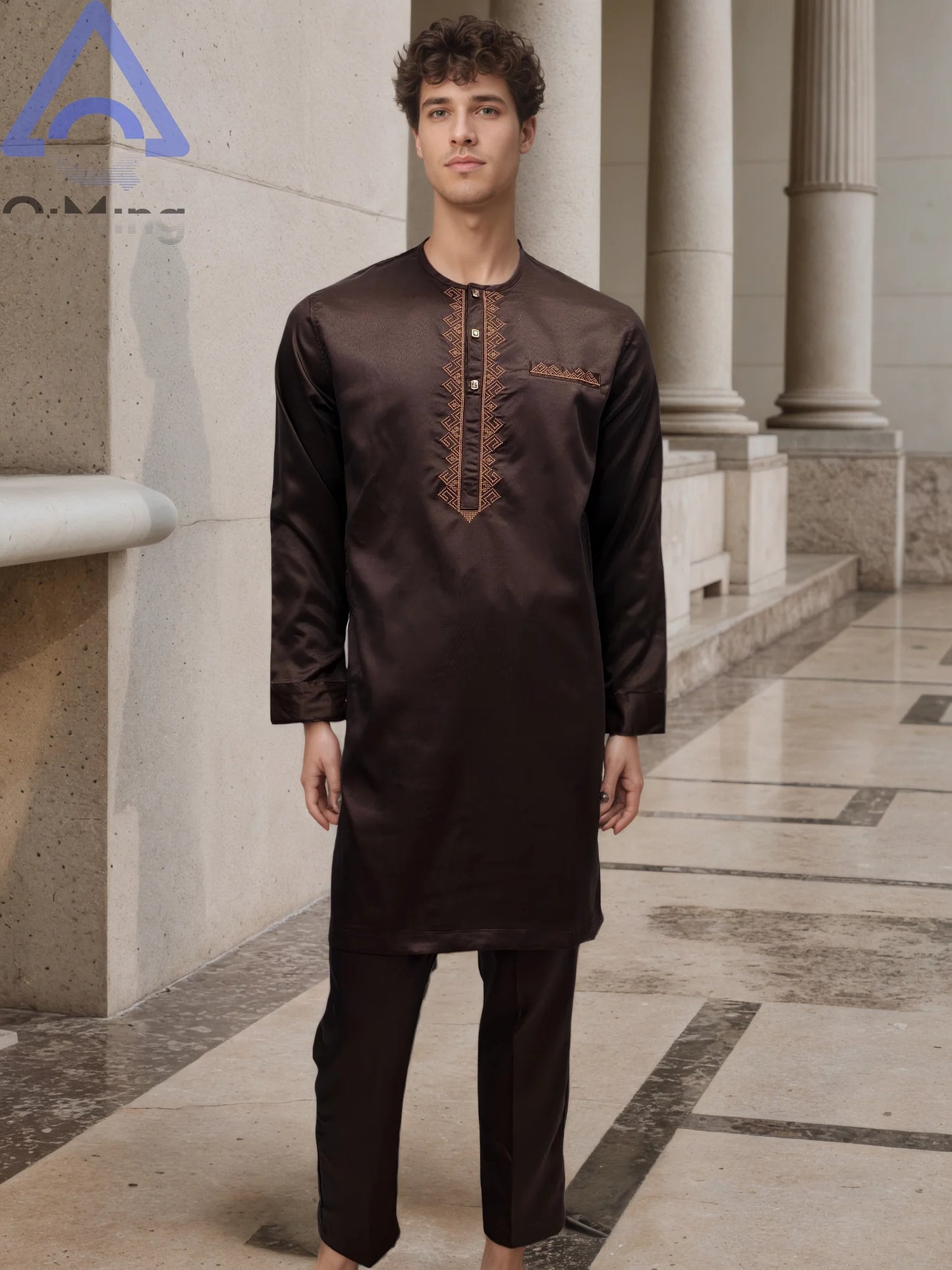 40% Cotton Male Muslim Two Parts Prayer Dress Jalabiya Algerian Caftan Abaya Islamic Jubba Arab Traditional Costume For Muslims