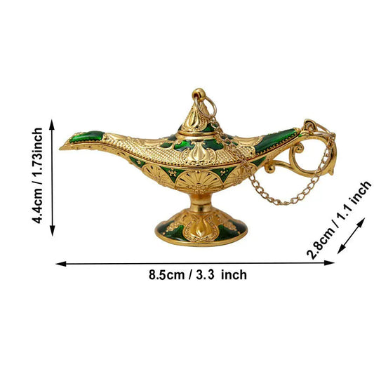 Mini Aladdin Lamp – 8cm Gold Metal Vintage Ornament, Arabian Nights Decor