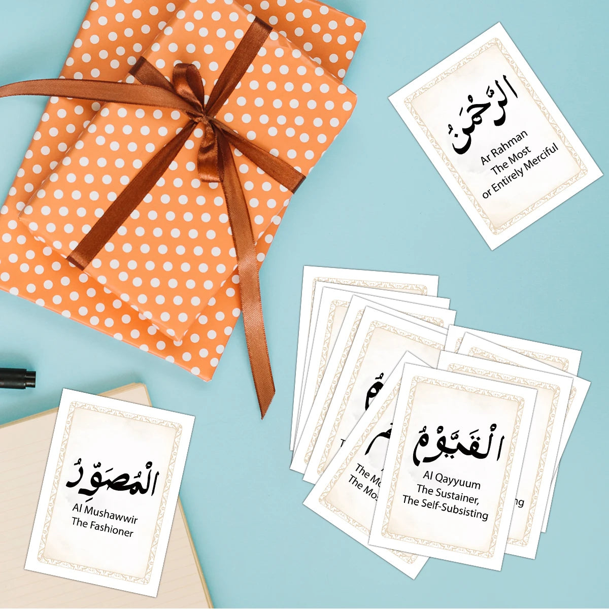 99pcs Names Of Allah With Meaning Cards For Sunday School English Arabic Text, For Ramadan, Eid,family Education Religious Study