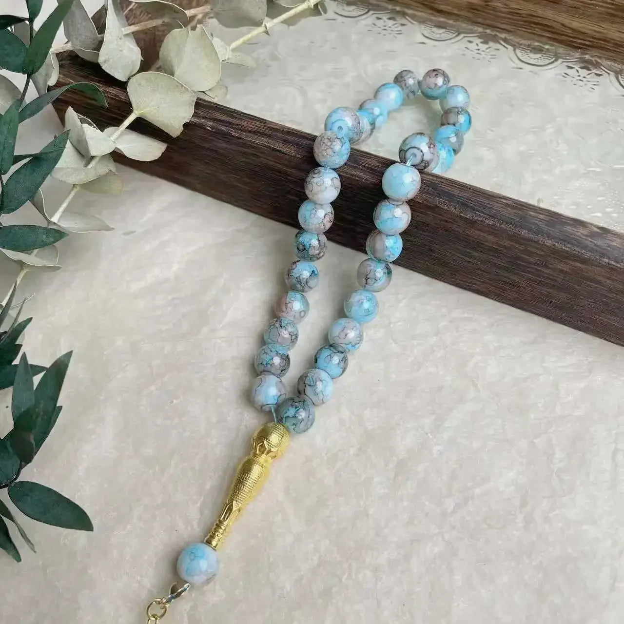 10mm 33 Beads Tassel Glass Muslim Prayer Beads Tasbih Islamic Tasbeeh Charm Bracelet Allah Mohammed Ramadan Arabic Jewelry Gifts