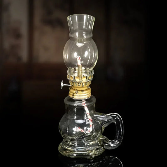 Vintage Windproof Oil Lamp – Glass Kerosene Lantern for Emergency & Home Decor