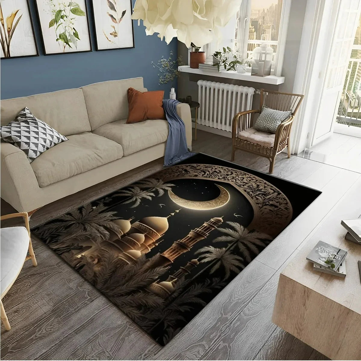 Muslim Prayer Rug – HD Printed Ramadan Worship Carpet | Non-Slip Washable Floor Mat for Living Room, Bedroom & Home Decor