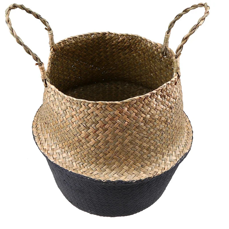 WHISM Handmade Seagrass Storage Basket Flower Pot Rattan Container Toys Organizer Holder Laundry Basket Home Decor Dropshipping