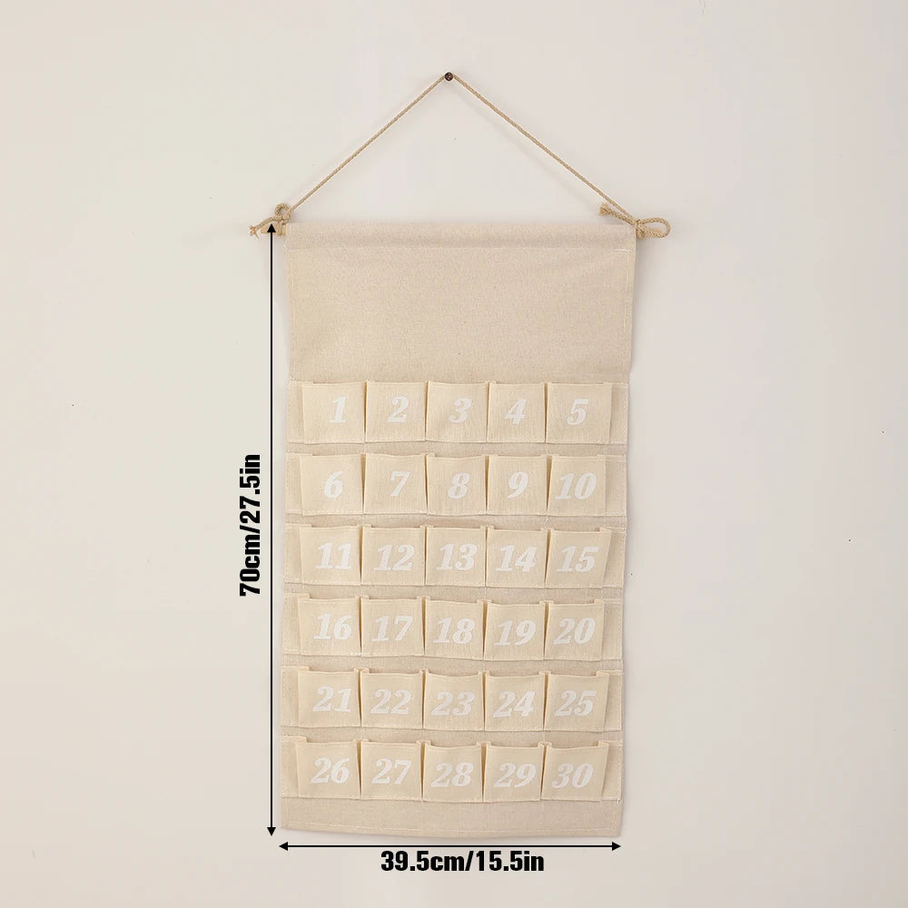 Fabric Advent Calendar With 30 Pockets Eid Mubarak Ramadan Kareem Hanging Wall Calendar To Fill Yourself Countdown Decoration