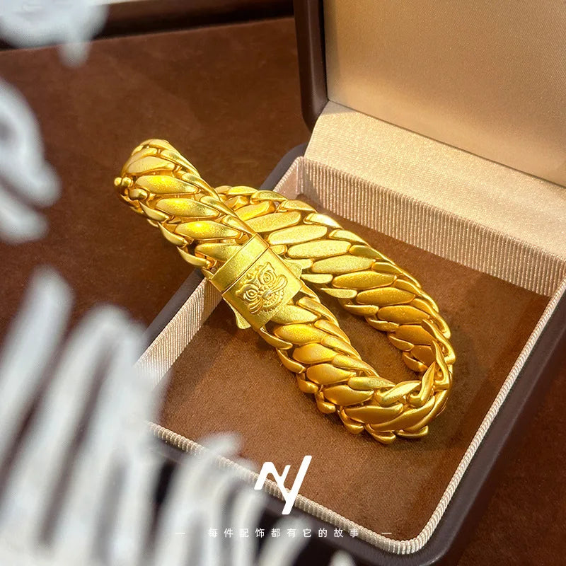 Luxury 24K 9999 Pure Gold real gold Jiyan Brand Men's and Women's Bracelet