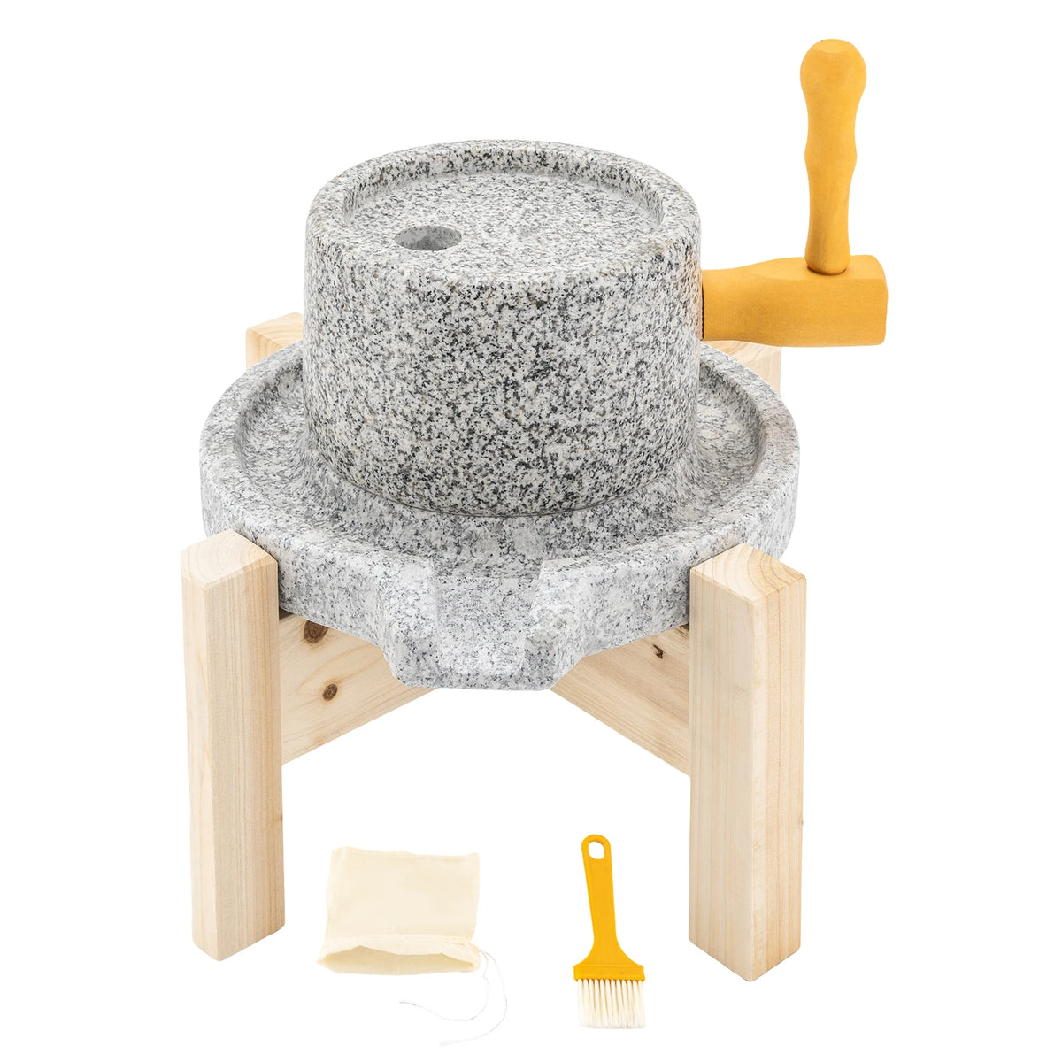 Household Multifunctional Hand Driven Hemp Stone Mill With Support Stand Dry Wet Dual Use Grinder For Soymilk Wheat Flour Rice Corn Pulp Making
