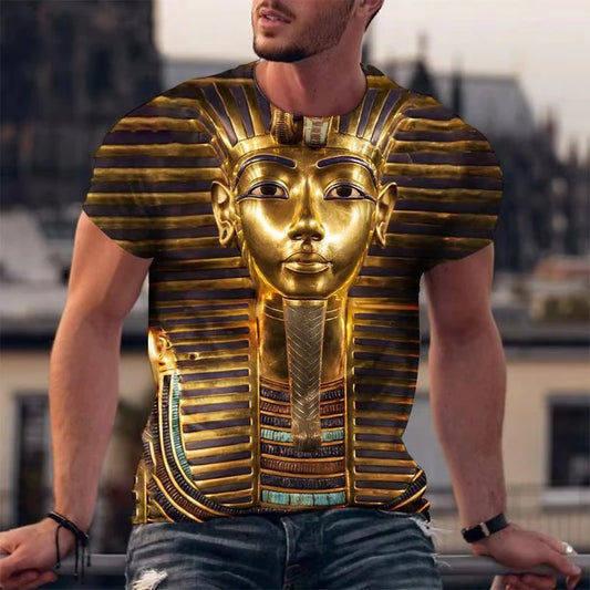 Pharaoh 3D T-Shirt – Unisex Egyptian Graphic Tee, Summer Oversized Streetwear