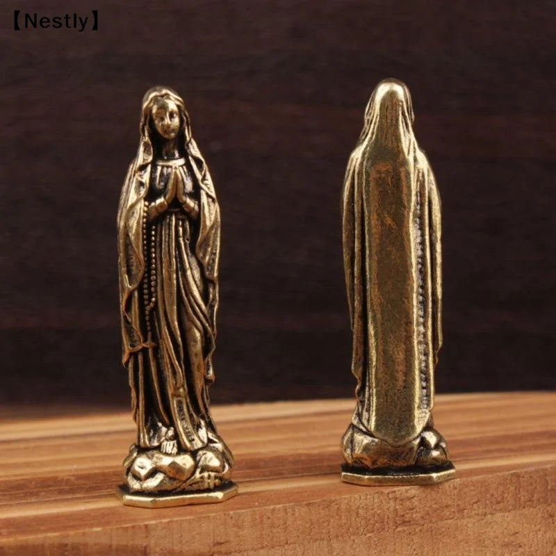 Brass Maria Figurine Pendant Brass Maria Figurine Pure Copper Vintage Virgin Mary Figurine〔Nest〕