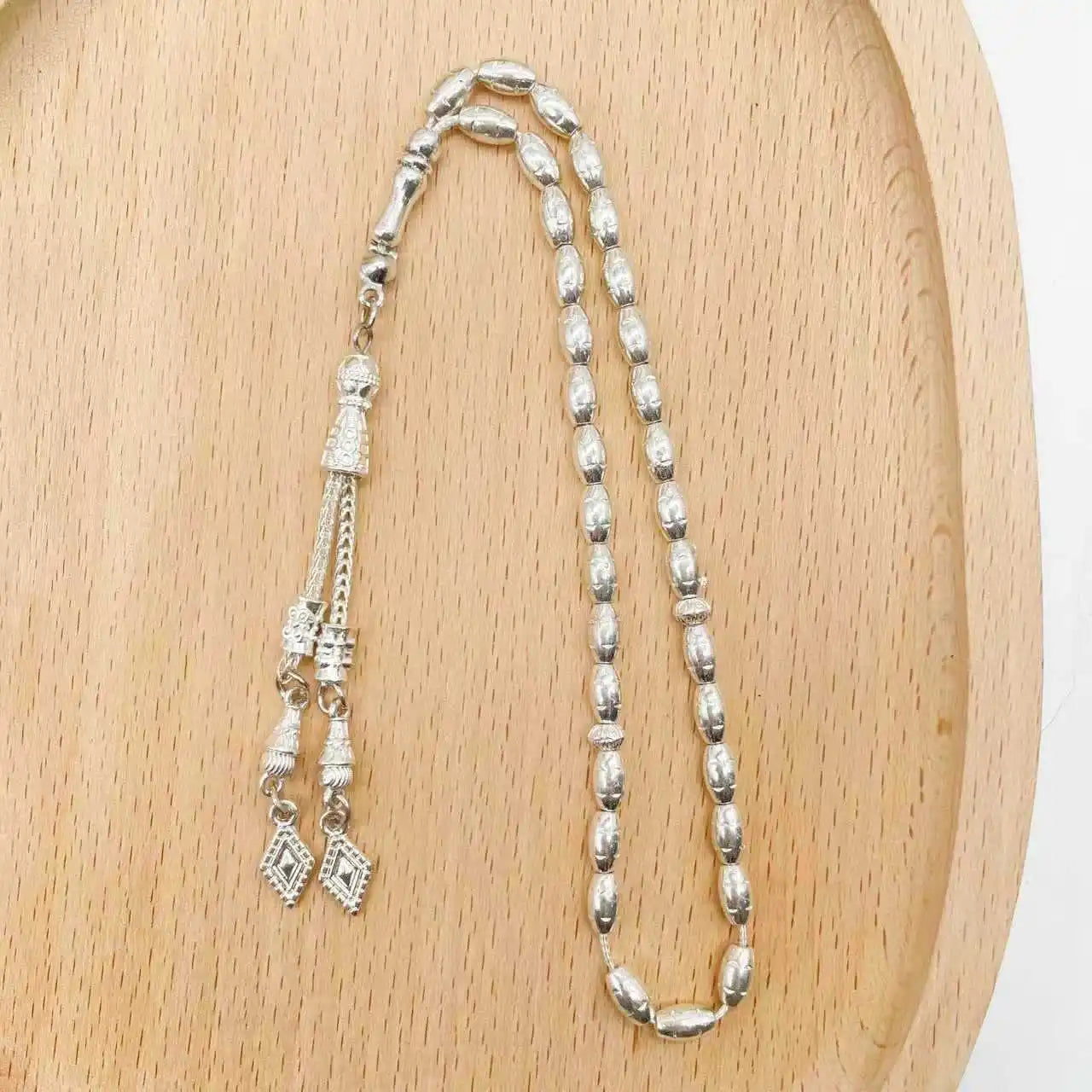 Elegant Alloy Prayer Beads, 4x7mm Gold/Silver Tasbih for Muslim, Solid Color Islamic Rosary, Perfect Daily Gift for Men & Women