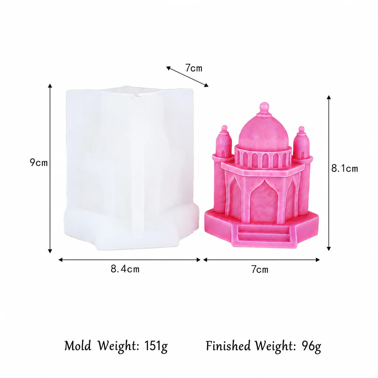 Ramadan Lantern Silicone Mold 3D Mosque Castle Candle Mold Eid Mubarak Islamic Plaster Gypsum Wax Resin Soap Making DIY Ornament