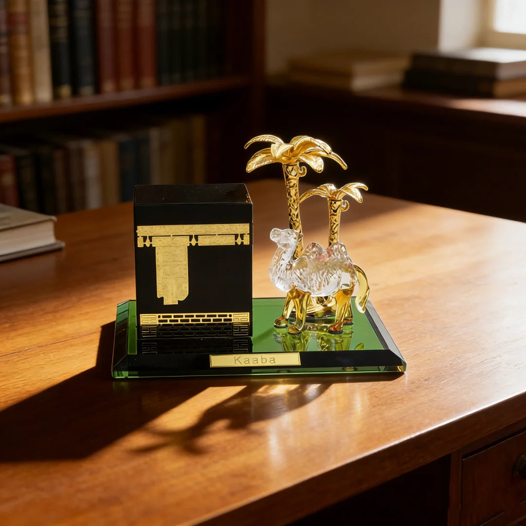 Islamic Mecca Decoration Model with Camel Palm Tree Miniature Muslim Home Décor Ornament Display Ramadan Eid Gift