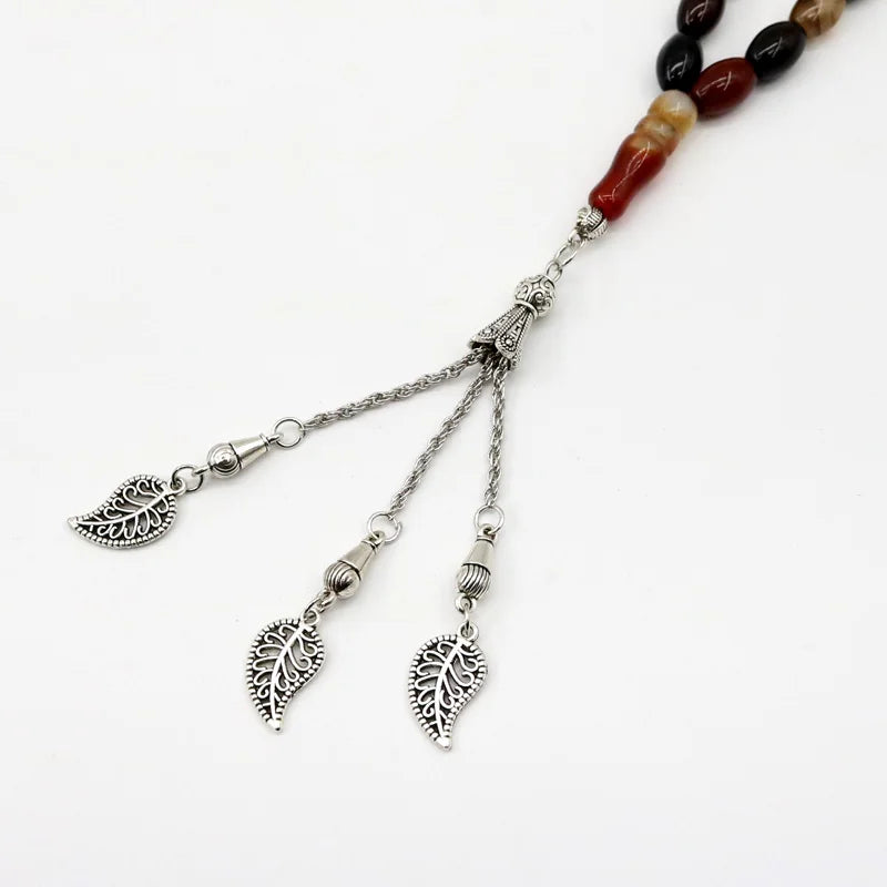 Natural Agate 33 Oval size 8*12 mm stone misbaha Man's prayer beads Rosary islamic subha tasbeeh 66 Tasbih Muslim