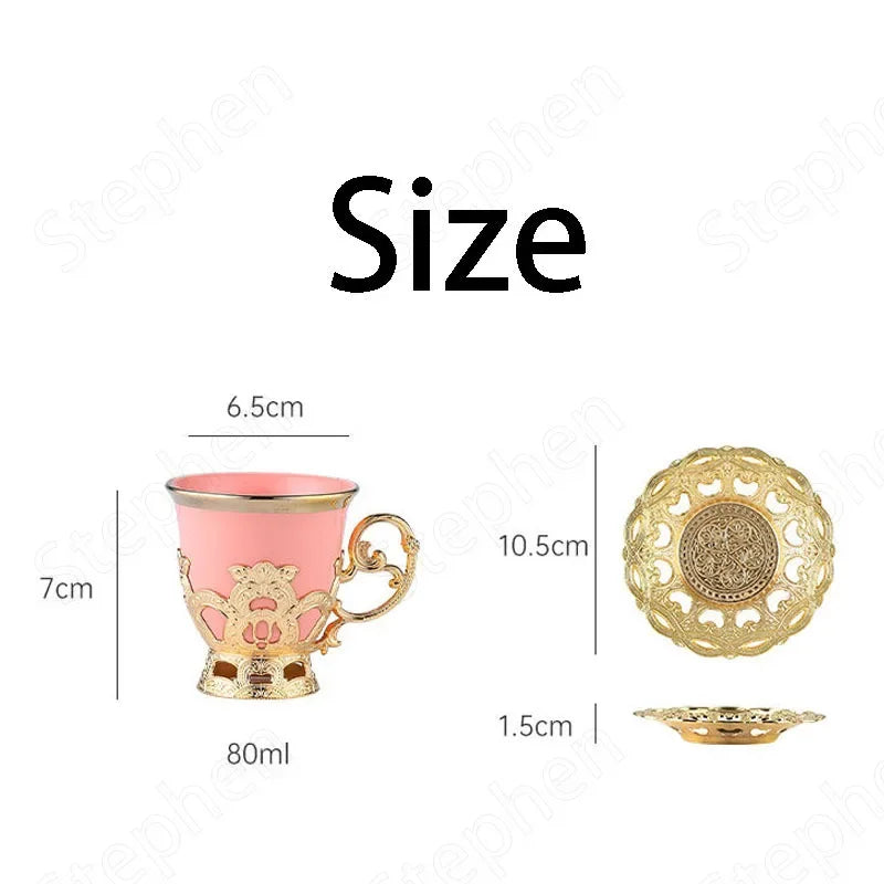 Golden Border Turkish Coffee Cups – Ceramic Cup & Saucer Set, Classic Afternoon Tea