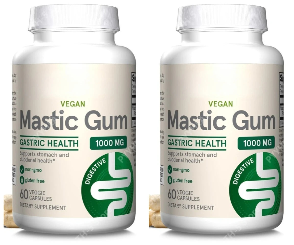 Mastic Gum 1000 mg, 60 Veggie Caps, Digestive Tract Support for Stomach and Duodenal Health, 30 Servings Dietary Supplement