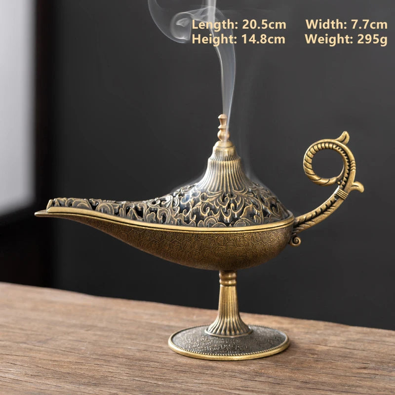 Antique Style Lamp Metal Incense Burner Scented Unscented Candle Holder Home Decor Gift Arabic Incense Burner【Homeclub】