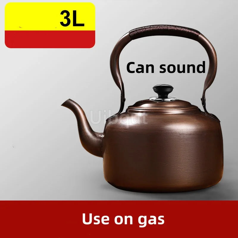 3L Pure Red Copper Boiling Kettle Handmade Vintage Copper Pot Home Teapot For Gas/Induction Cooker Tea Infuser Health Tea Kettle
