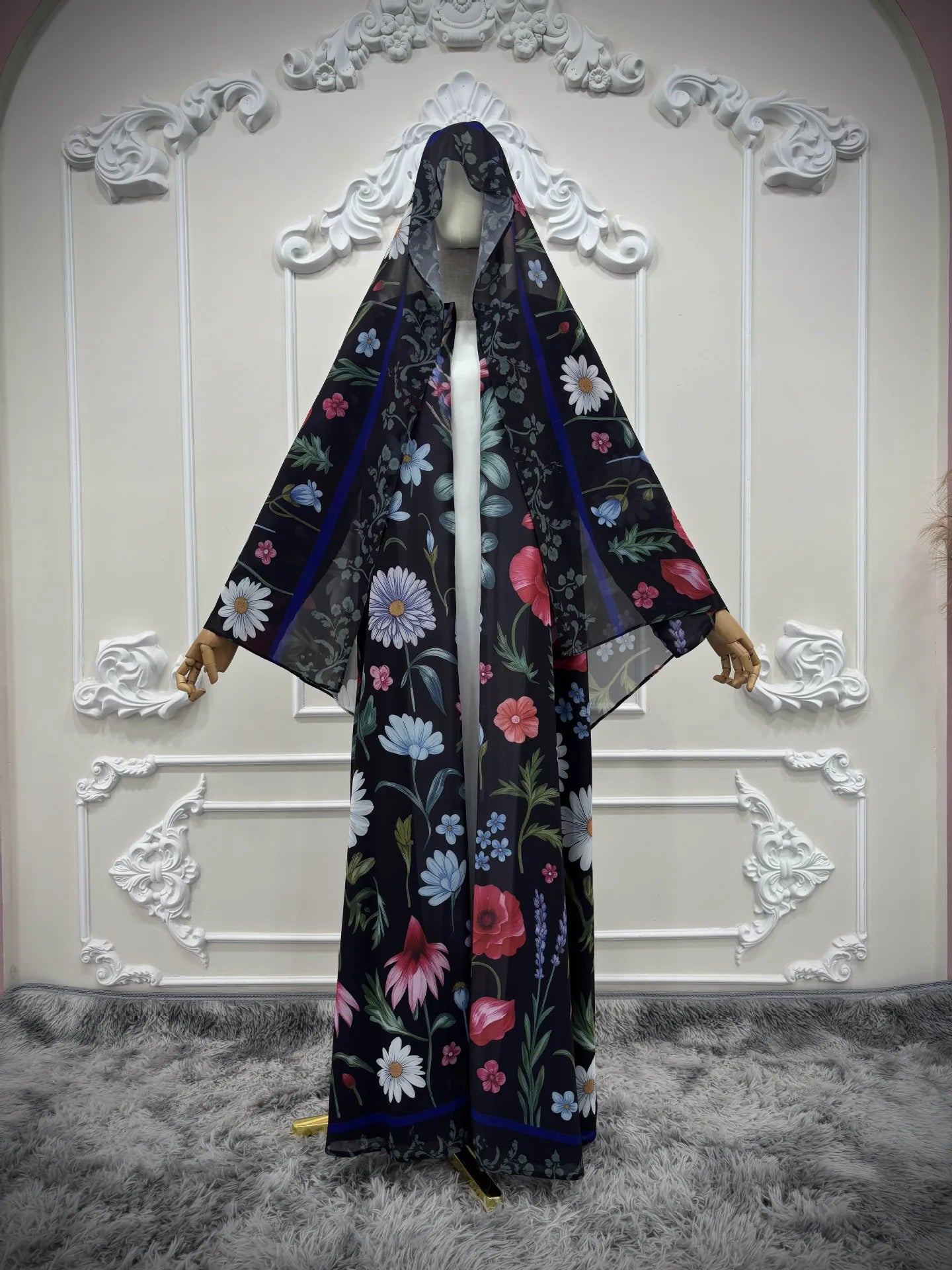 Flower Print Eid – The Open Cardigan Khimar Set for the Muslim Woman in America