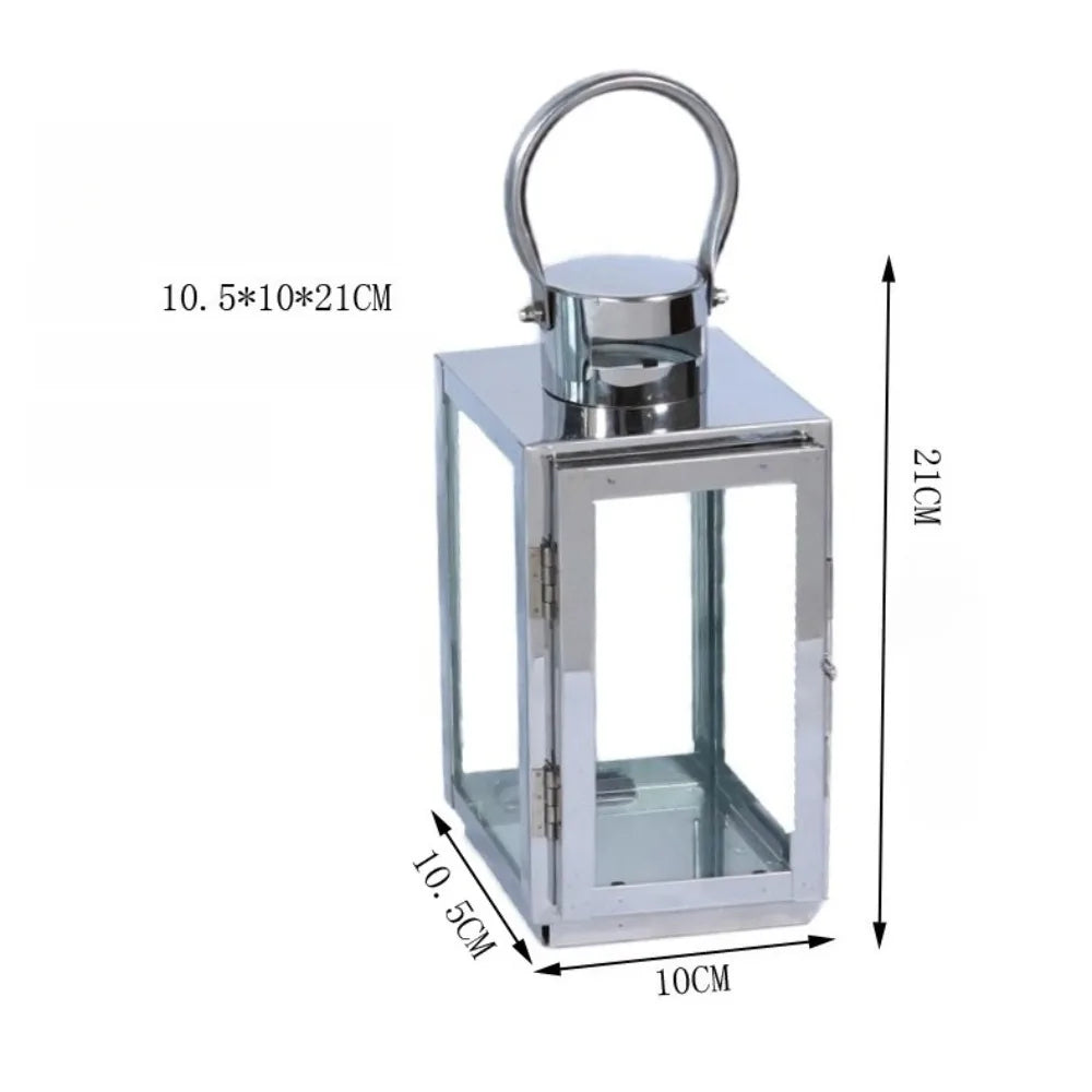 Eid Mubarak LED Wind Lamp Stainless Steel Lantern Candlestick for Eid Al Adha Gift Gurbang Ramadan Decor Home Candle WindLantern