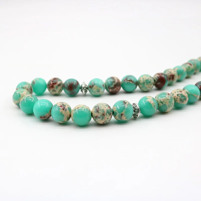 99 Tesbih Natural Bishou Mountain Stone Prayer Beads Silver Tasbaha 66 Tasbih Muslim Fashion jewelry Rosary beads tasbeeh