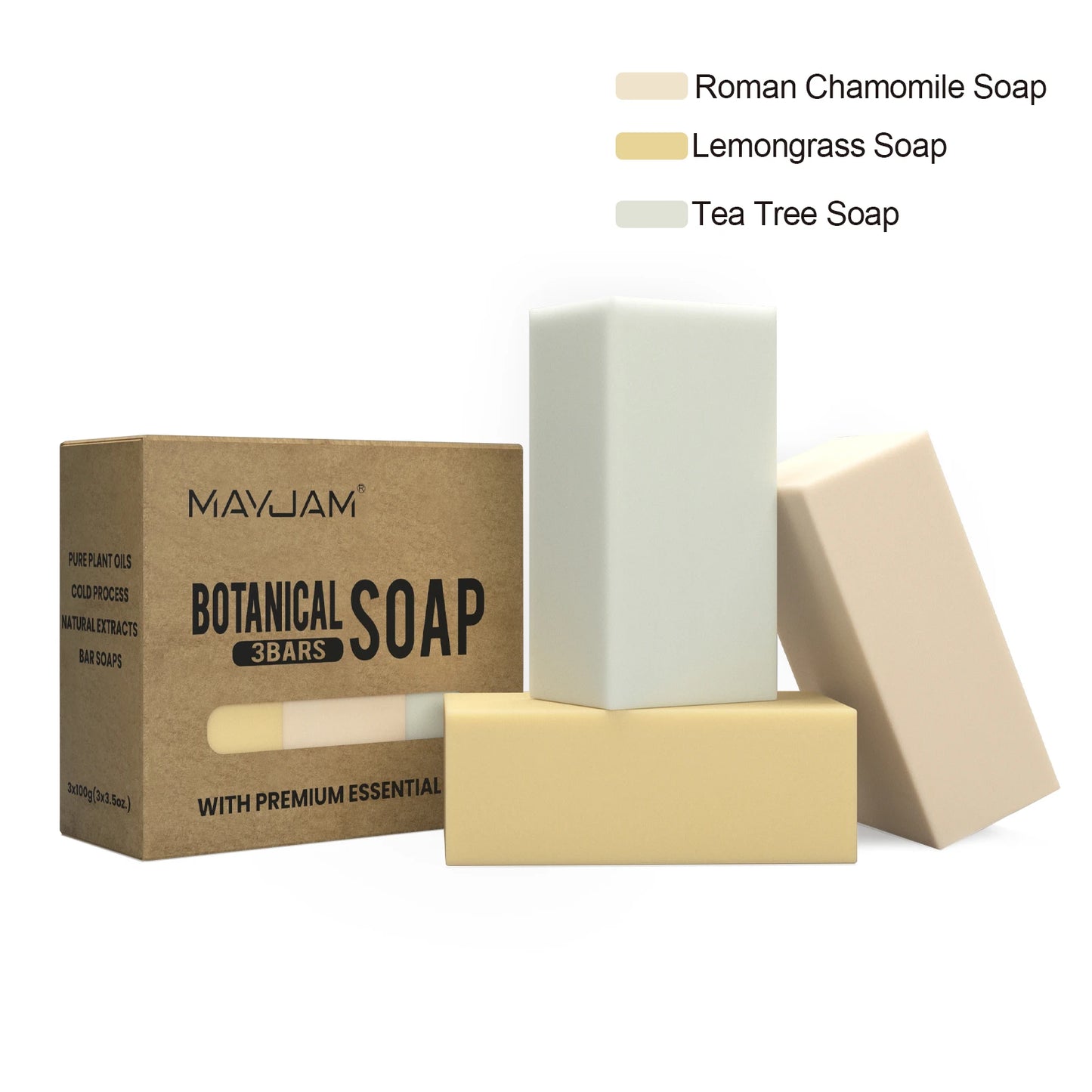 Handmade Soap Gift Set 3 Pack of Essential Oil Soap Chamomile Tea tree Lemongrass Frankincense Clary Sage Scented Soap Cleaning