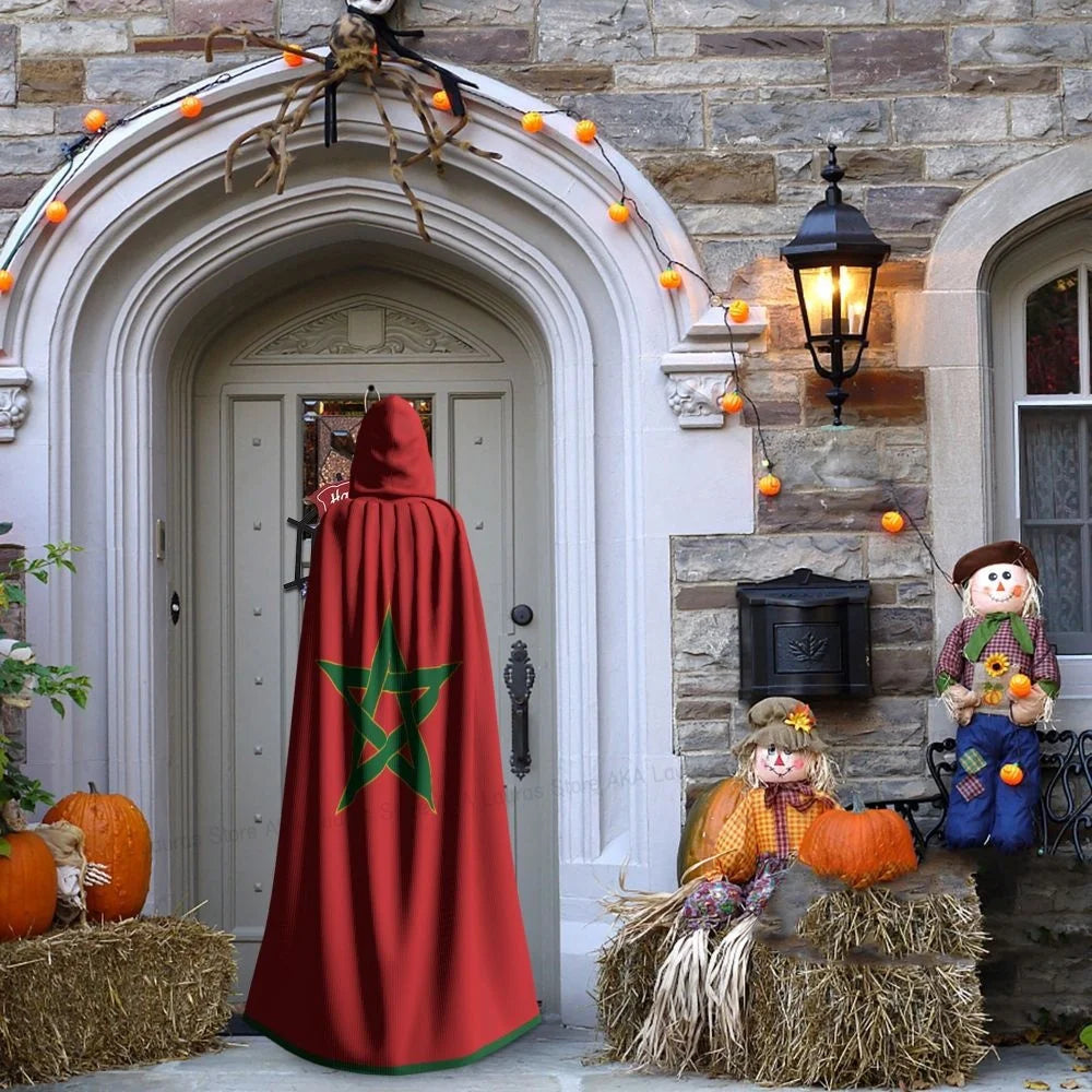 Adult Vampire Cape Hooded Robe Halloween Morocco Cloak Full Length Cosplay