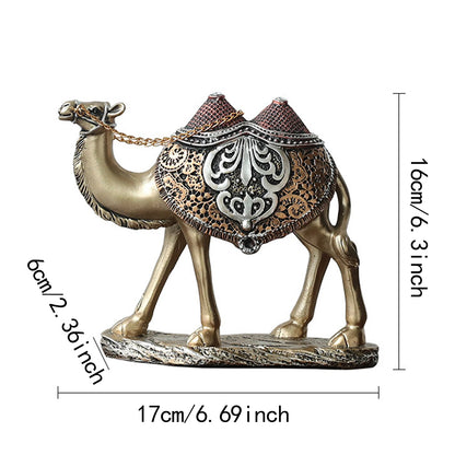 Modern Camel Resin Sculpture – Arabian Desert Figurine for Shelf & Desk Decor