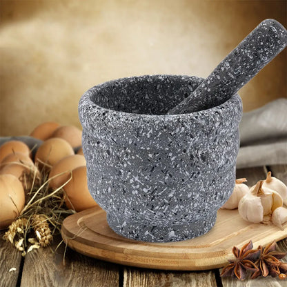 Natural Stone Mortar And Pestle Set Guacamole Bowl - Spice Grinder for Kitchen And Cooking