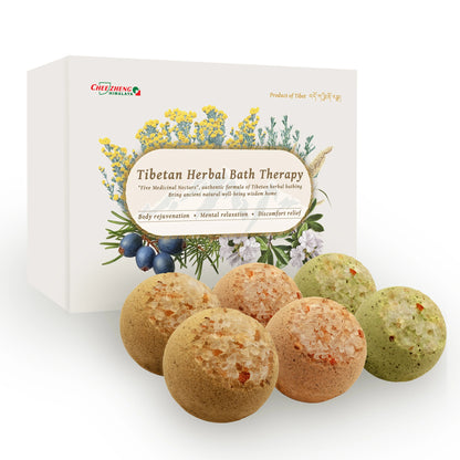 CheezhengHimalaya Bath Bomb and Saffron Soap Set, Relaxing and Brightening, Tibetan Herbal Skincare Combo for Luxurious Care