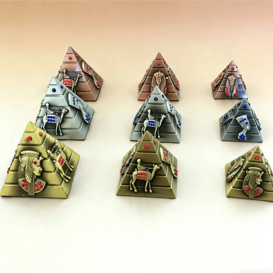 Vintage Metal Pyramid Model – Egyptian Architecture Statue for Desk & Home Decor