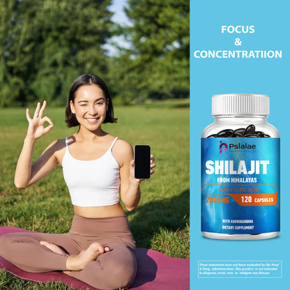 Shilajit - Active Brain, Boost Energy & Immunity, Build Muscle, Relax Mind - 120 Capsules