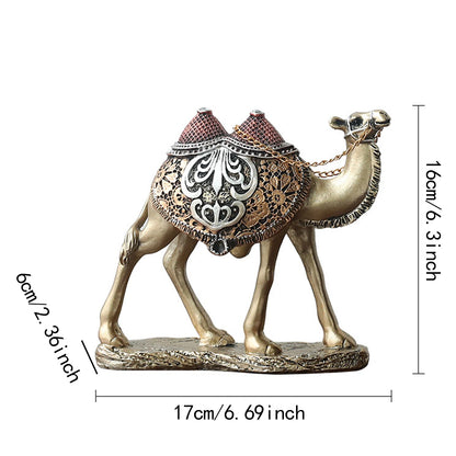 Modern Camel Resin Sculpture – Arabian Desert Figurine for Shelf & Desk Decor