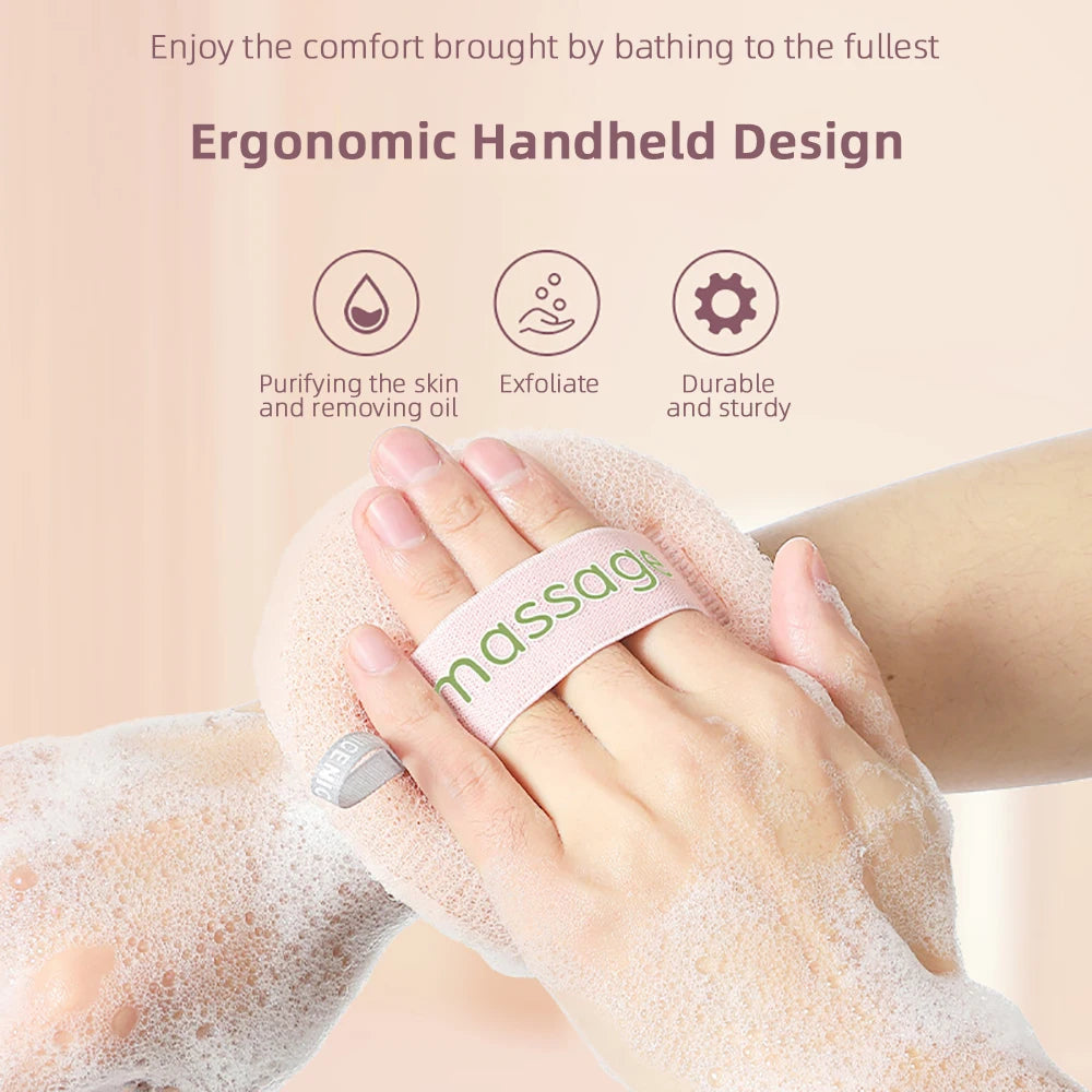 Shower Loofah Bath Sponge With Hanging Rope Exfoliating Soft Mesh Body Scrubber Rich Lather 3D Knit Design For Smooth Skin