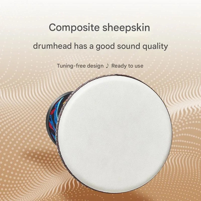 8-inch African Drum,Djembe Hand Drum,Goatskin Drum Surface with Shoulder Strap Percussion Musical Instrument  for Beginners