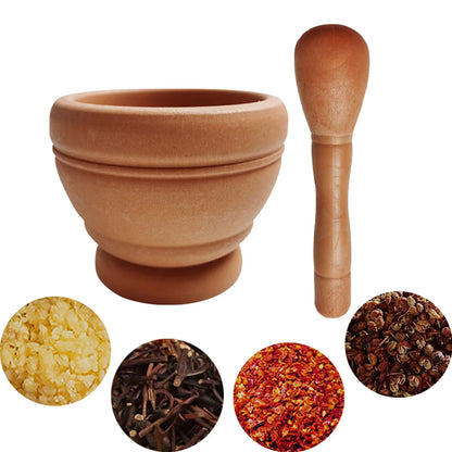 Natural Stone Mortar And Pestle Set Guacamole Bowl - Spice Grinder for Kitchen And Cooking
