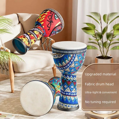 8-inch African Drum,Djembe Hand Drum,Goatskin Drum Surface with Shoulder Strap Percussion Musical Instrument  for Beginners