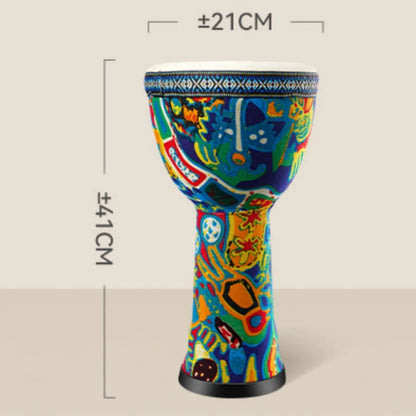 8-inch African Drum,Djembe Hand Drum,Goatskin Drum Surface with Shoulder Strap Percussion Musical Instrument  for Beginners